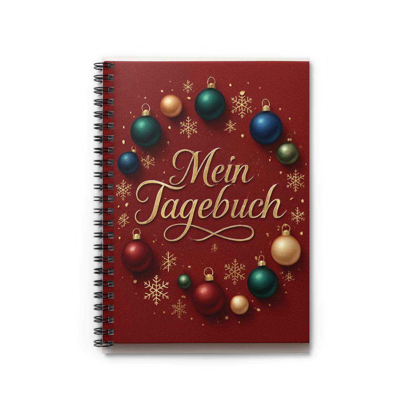 Mein Tagebuch Spiral Notebook | Christmas Ornament Wreath, Ruled Journal