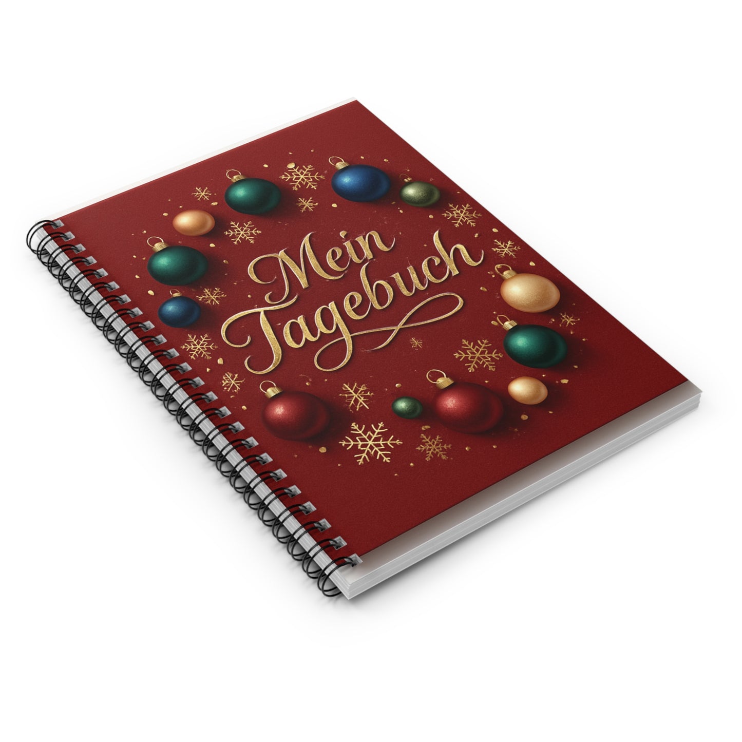 Mein Tagebuch Spiral Notebook | Christmas Ornament Wreath, Ruled Journal